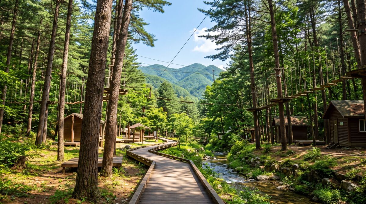 보성 제암산자연휴양림 더늠길 산책로 및 숲속의집 전경