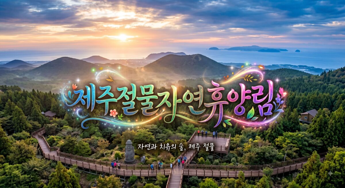 제주절물자연휴양림 삼나무 숲속 산책로와 숲속의집 객실 및 청정 산림 경관