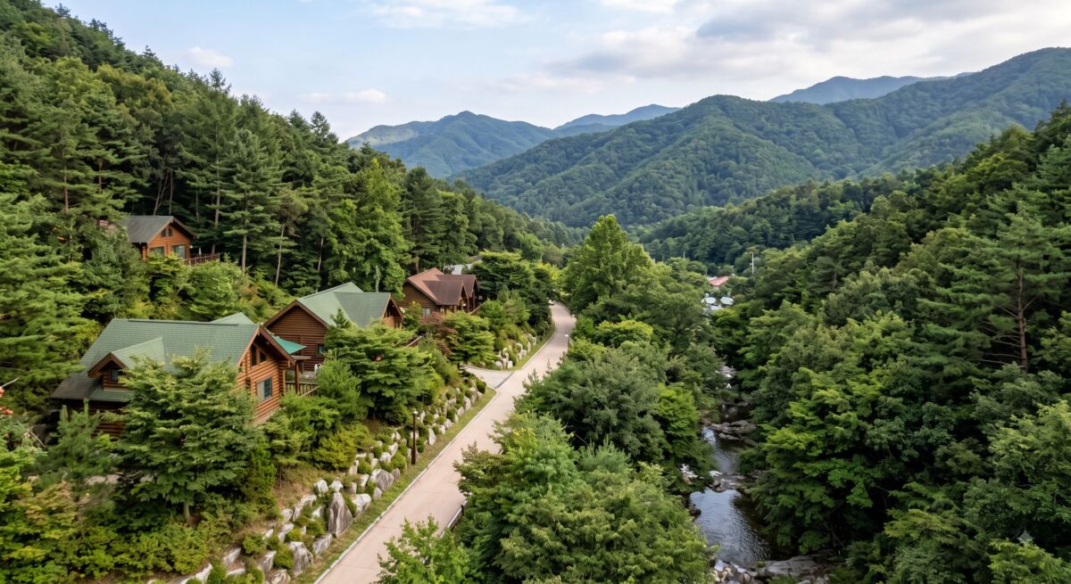 칼봉산자연휴양림 전경 및 산림휴양관