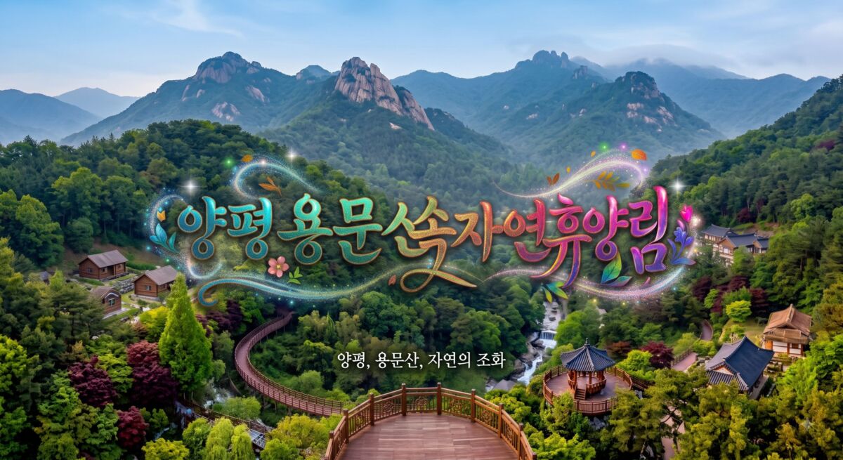 양평 용문산자연휴양림 백운봉 자락의 청정 숲속 산책로와 친환경 숲속의집 객실 전경